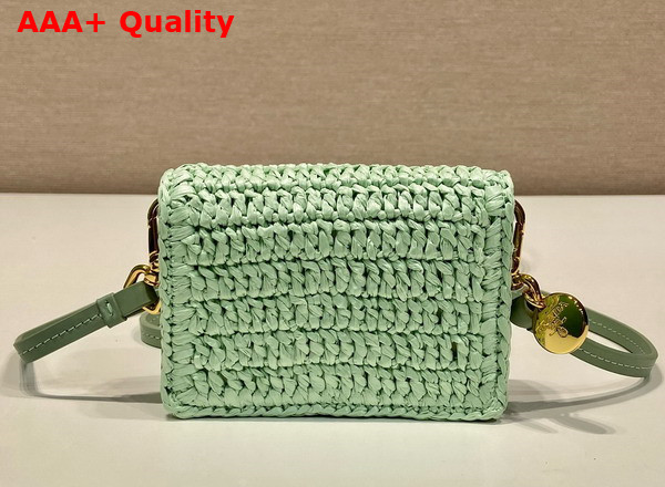 Prada Crochet Card Holder with Shoulder Strap in Aqua 1MR024 Replica