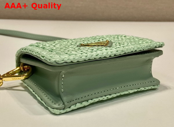 Prada Crochet Card Holder with Shoulder Strap in Aqua 1MR024 Replica