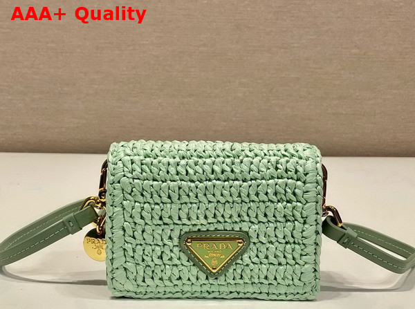 Prada Crochet Card Holder with Shoulder Strap in Aqua 1MR024 Replica