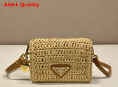 Prada Crochet Card Holder with Shoulder Strap in Natural 1MR024 Replica