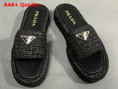 Prada Crochet Flatform Slides in Black 1XZ761 Replica