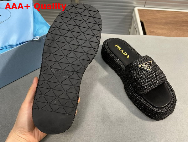 Prada Crochet Flatform Slides in Black 1XZ761 Replica