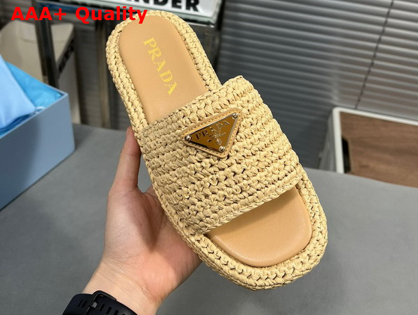 Prada Crochet Flatform Slides in Natural 1XZ761 Replica