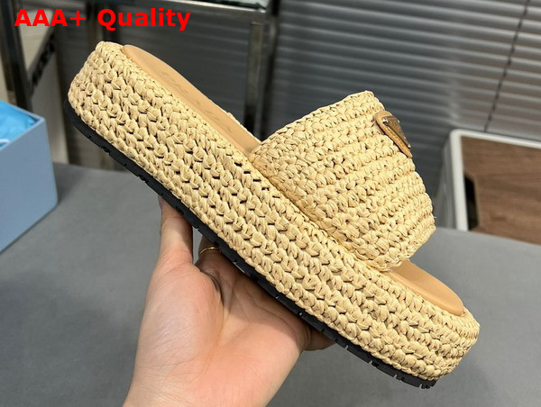 Prada Crochet Flatform Slides in Natural 1XZ761 Replica