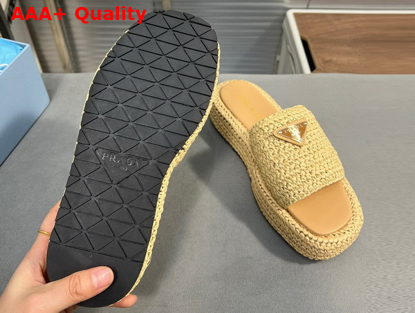 Prada Crochet Flatform Slides in Natural 1XZ761 Replica