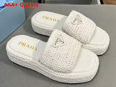 Prada Crochet Flatform Slides in White 1XZ761 Replica