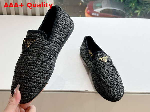 Prada Crochet Loafers in Black 1D437N Replica