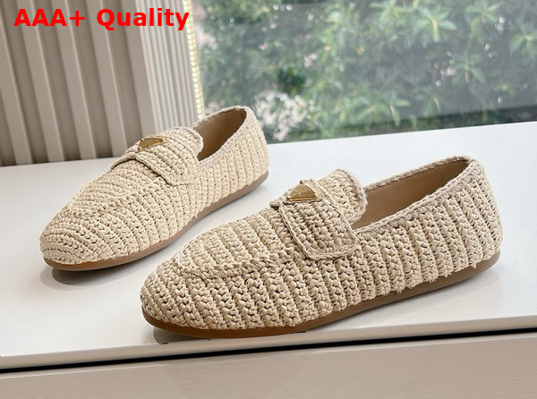 Prada Crochet Loafers in Natural 1D437N Replica