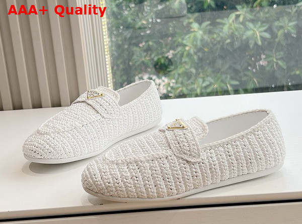 Prada Crochet Loafers in White 1D437N Replica