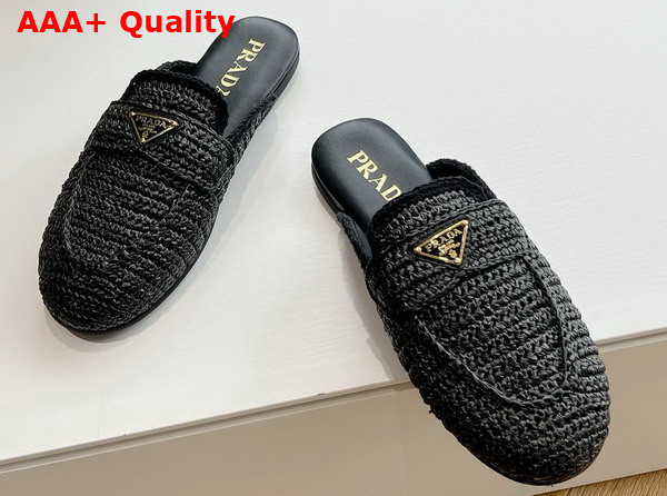 Prada Crochet Mules in Black Replica