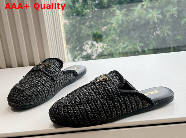 Prada Crochet Mules in Black Replica