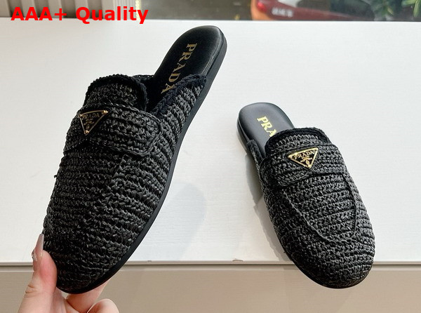 Prada Crochet Mules in Black Replica