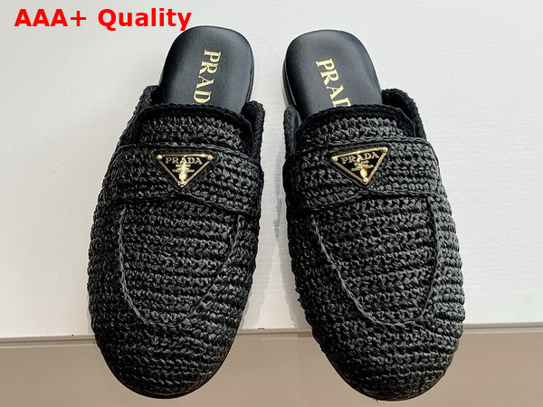 Prada Crochet Mules in Black Replica