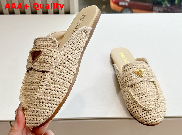 Prada Crochet Mules in Natural Replica