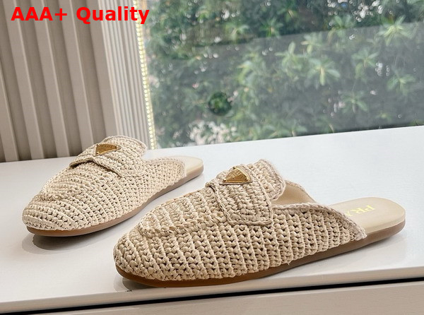 Prada Crochet Mules in Natural Replica