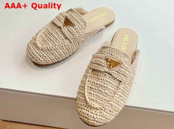 Prada Crochet Mules in Natural Replica