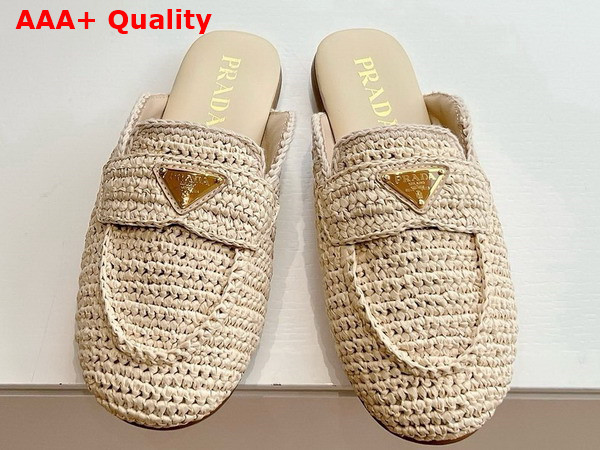 Prada Crochet Mules in Natural Replica