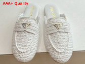 Prada Crochet Mules in White Replica