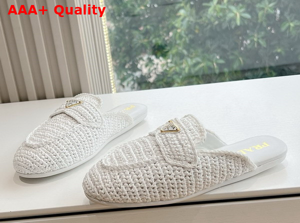 Prada Crochet Mules in White Replica