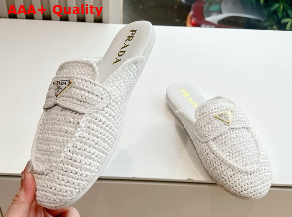 Prada Crochet Mules in White Replica