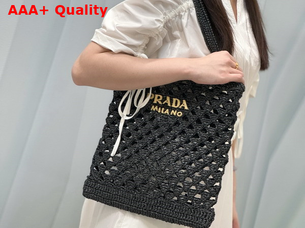 Prada Crochet Tote Bag in Black 1BG493 Replica