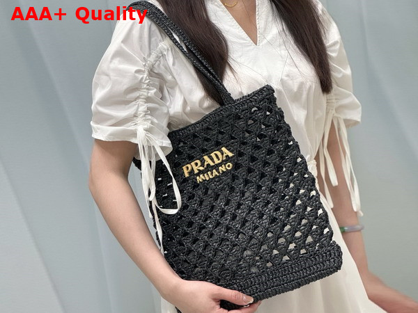 Prada Crochet Tote Bag in Black 1BG493 Replica