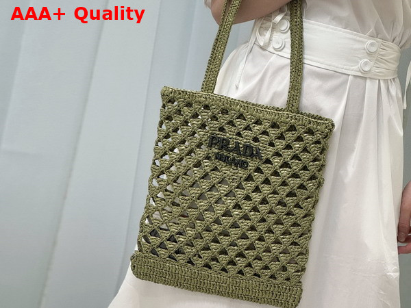 Prada Crochet Tote Bag in Olive Green 1BG493 Replica