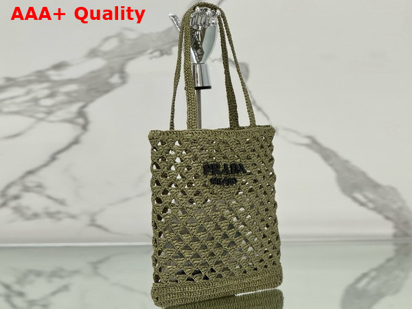 Prada Crochet Tote Bag in Olive Green 1BG493 Replica