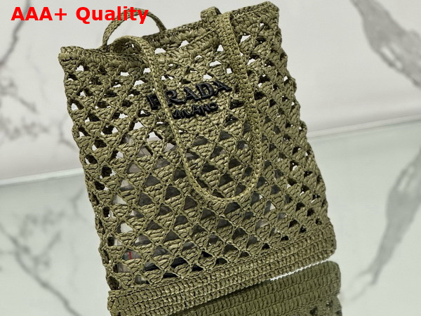 Prada Crochet Tote Bag in Olive Green 1BG493 Replica