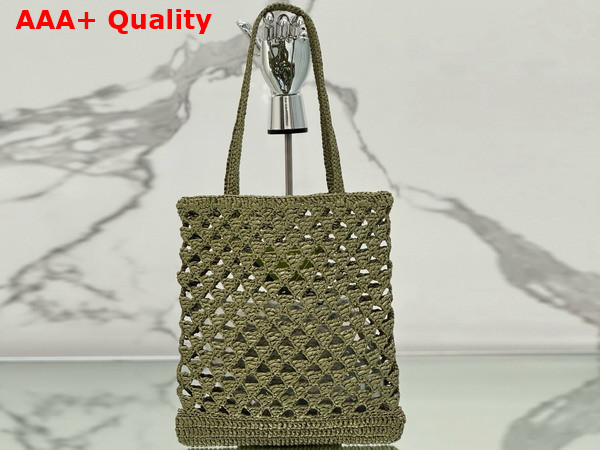 Prada Crochet Tote Bag in Olive Green 1BG493 Replica