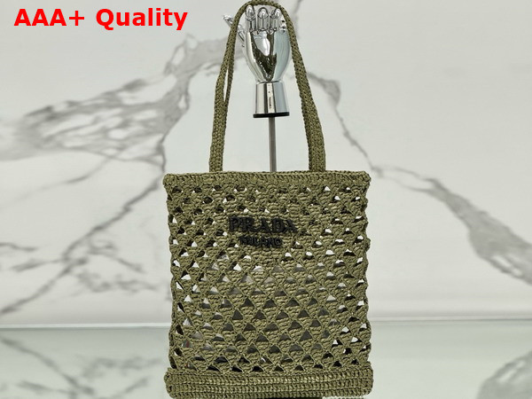 Prada Crochet Tote Bag in Olive Green 1BG493 Replica