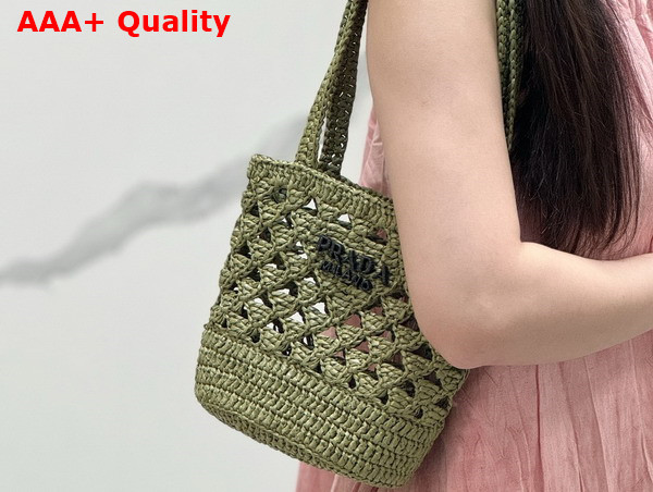 Prada Crochet Tote Bag in Olive Green 1BG494 Replica