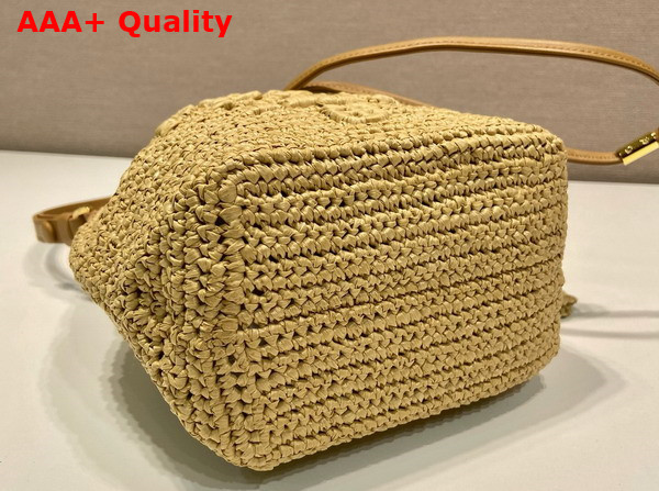 Prada Crochet and Leather Mini Bucket Bag in Natural 1BE068 Replica