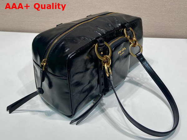 Prada Dangle Leather Top Handle Bag in Black 1BB138 Replica