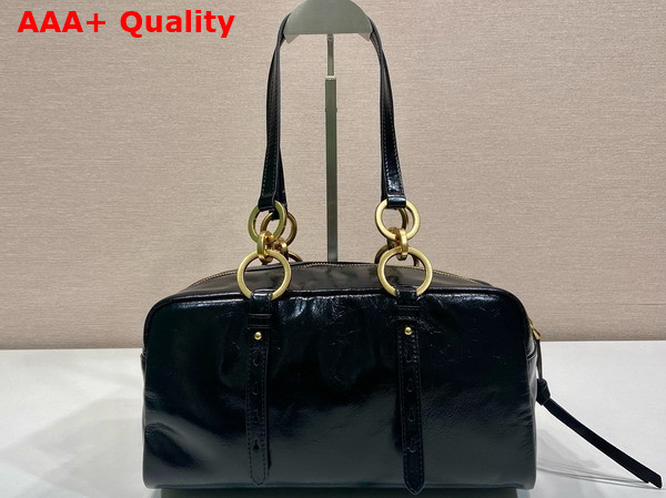 Prada Dangle Leather Top Handle Bag in Black 1BB138 Replica