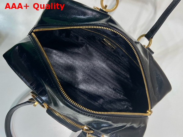 Prada Dangle Leather Top Handle Bag in Black 1BB138 Replica