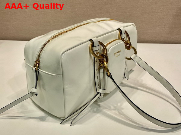 Prada Dangle Leather Top Handle Bag in White 1BB138 Replica