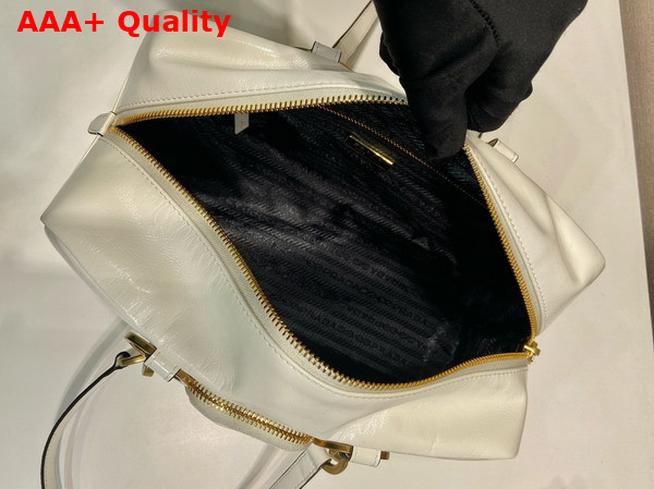 Prada Dangle Leather Top Handle Bag in White 1BB138 Replica