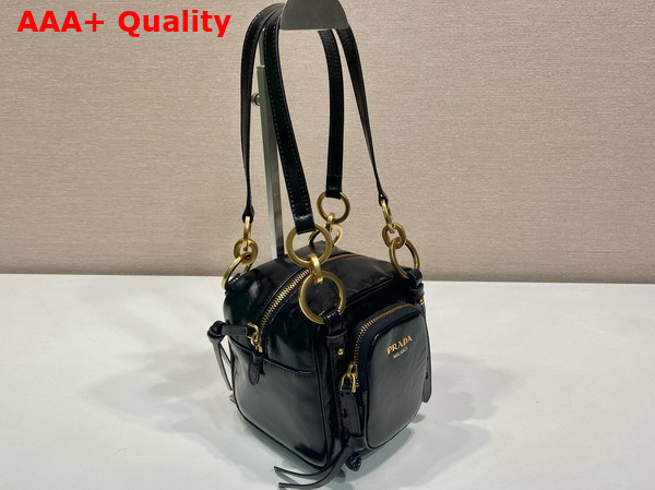 Prada Dangle Leather Top Handle Mini Bag in Black 1BB137 Replica