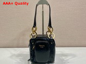 Prada Dangle Leather Top Handle Mini Bag in Black 1BB137 Replica