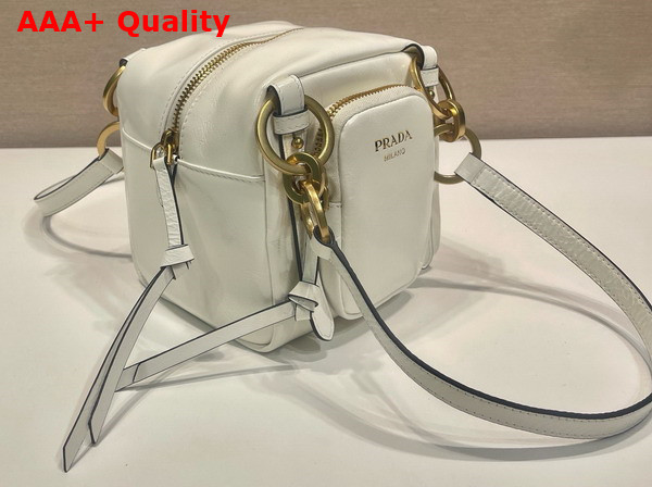 Prada Dangle Leather Top Handle Mini Bag in White 1BB137 Replica