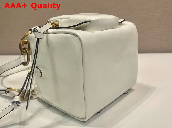 Prada Dangle Leather Top Handle Mini Bag in White 1BB137 Replica