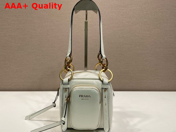 Prada Dangle Leather Top Handle Mini Bag in White 1BB137 Replica