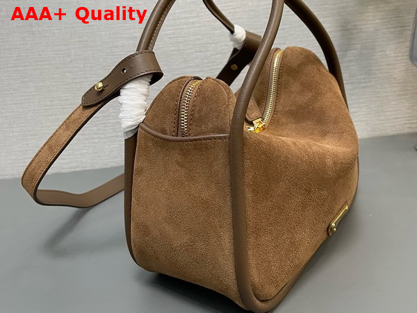 Prada Darling Leather Handbag in Cocoa Brown Suede Leather 1BA451 Replica