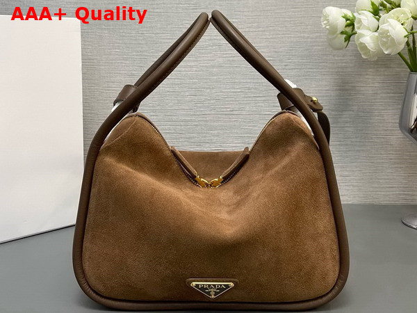 Prada Darling Leather Handbag in Cocoa Brown Suede Leather 1BA451 Replica