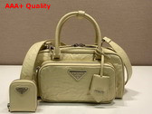 Prada Desert Beige Antique Nappa Leather Multi Pocket Top Handle Bag 1BB099 Replica