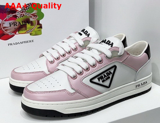 Prada District Perforated Leather Sneakers White Alabaster Pink Replica