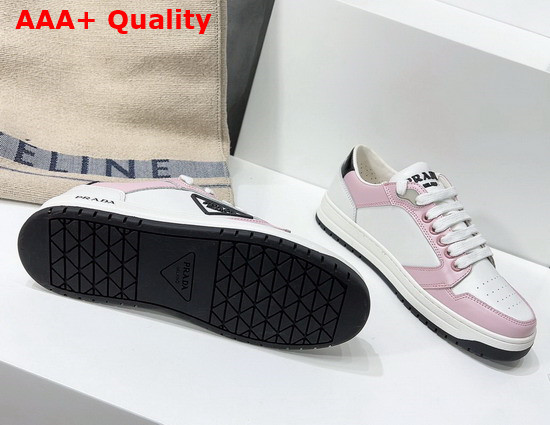 Prada District Perforated Leather Sneakers White Alabaster Pink Replica