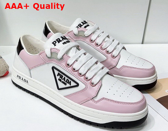 Prada District Perforated Leather Sneakers White Alabaster Pink Replica