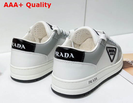 Prada District Perforated Leather Sneakers White Cornflower Blue 1E790M Replica